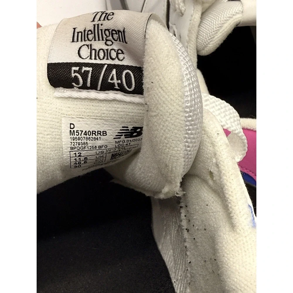 New Balance 57/40 M5740RRB White Pink Blue Black Casual Running Shoes Size 12